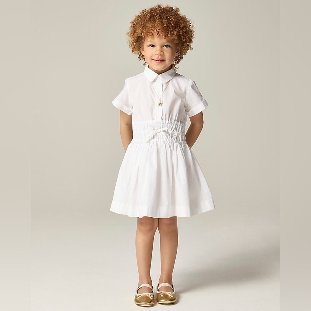 J.Crew Girls' Elena shirtdress in cotton poplin and white size 14 NWT
